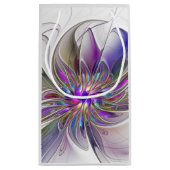 Energetische, farbenfrohe Abstrakte Fraktal Kunst Kleine Geschenktüte (Rückseite)