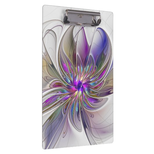 Energetische, farbenfrohe Abstrakte Fraktal Kunst  Klemmbrett (Rechts)