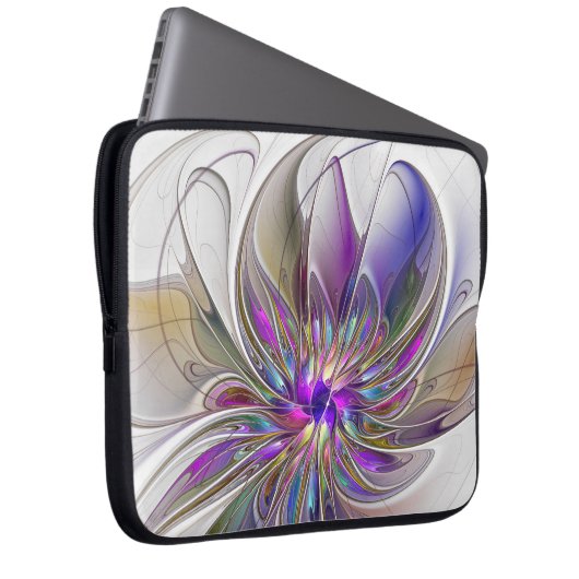 Energetische, farbenfrohe Abstrakte Fraktal Kunst  Laptopschutzhülle (Vorne Rechts)