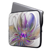 Energetische, farbenfrohe Abstrakte Fraktal Kunst Laptopschutzhülle (Vorderseite Links)