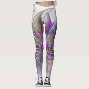 Energetische, farbenfrohe Abstrakte Fraktal Kunst Leggings