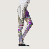 Energetische, farbenfrohe Abstrakte Fraktal Kunst  Leggings (Rechts)