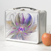 Energetische, farbenfrohe Abstrakte Fraktal Kunst Metall Brotdose (Beispiel)