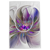 Energetische, farbenfrohe Abstrakte Fraktal Kunst Mittlere Geschenktüte (Vorderseite)