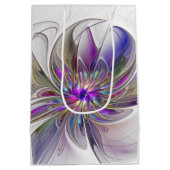 Energetische, farbenfrohe Abstrakte Fraktal Kunst Mittlere Geschenktüte (Rückseite)