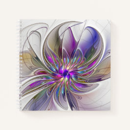 Energetische, farbenfrohe Abstrakte Fraktal Kunst  Notizblock