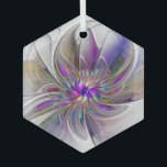 Energetische, farbenfrohe Abstrakte Fraktal Kunst  Ornament Aus Glas<br><div class="desc">Eine vielfarbige,  kraftvolle Fantasy-Blume,  ein einzigartiges Fraktal Art.</div>