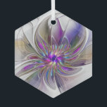 Energetische, farbenfrohe Abstrakte Fraktal Kunst  Ornament Aus Glas<br><div class="desc">Eine vielfarbige,  kraftvolle Fantasy-Blume,  ein einzigartiges Fraktal Art.</div>