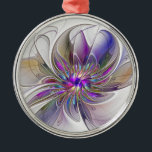 Energetische, farbenfrohe Abstrakte Fraktal Kunst  Ornament Aus Metall<br><div class="desc">Eine bunte,  kraftvolle Fantasie-Blume,  ein einzigartiges Fraktal Art.</div>