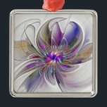 Energetische, farbenfrohe Abstrakte Fraktal Kunst  Ornament Aus Metall<br><div class="desc">Eine bunte,  kraftvolle Fantasie-Blume,  ein einzigartiges Fraktal Art.</div>