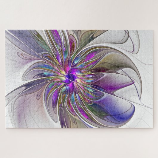 Energetische, farbenfrohe Abstrakte Fraktal Kunst  Puzzle (Horizontal)