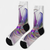 Energetische, farbenfrohe Abstrakte Fraktal Kunst Socken (Linkes Detail)