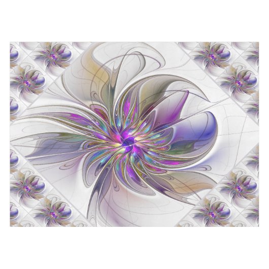 Energetische, farbenfrohe Abstrakte Fraktal Kunst  Tischdecke (Vorderseite (Horizontal))