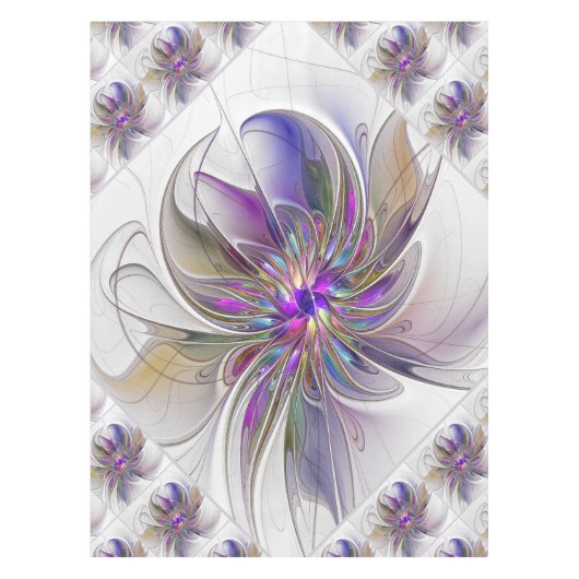 Energetische, farbenfrohe Abstrakte Fraktal Kunst Tischdecke (Vorderseite)