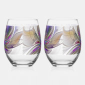 Energetische, farbenfrohe Abstrakte Fraktal Kunst  Weinglas Ohne Stiel (Links)