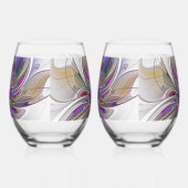 Energetische, farbenfrohe Abstrakte Fraktal Kunst  Weinglas Ohne Stiel (Rechts)