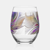 Energetische, farbenfrohe Abstrakte Fraktal Kunst Weinglas Ohne Stiel (Links)