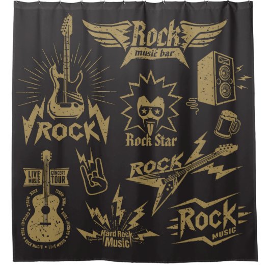 Energetische Rockmusik Duschvorhang (Vorderseite)