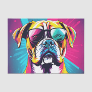 Energetischer Boxerhund mit Sonnenbrille Pop Art Seidenpapier