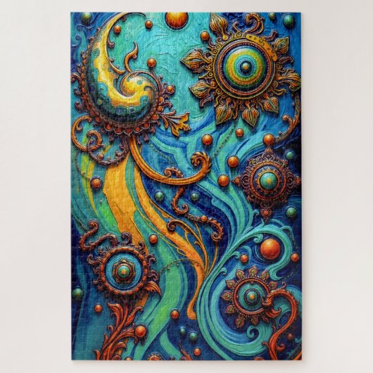 Energie des Universums: Abstraktes Barockmuster Puzzle (Vertikal)