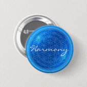 Energie des Wassers mit Blume des Lebens | Harmoni Button (Vorne & Hinten)