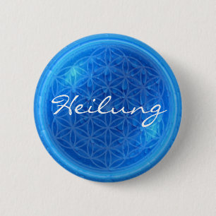 Energie des Wassers mit Blume des Lebens Heilung Button