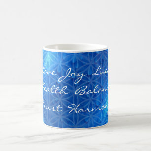 Energie des Wassers mit Blume des Lebens   Wortmix Kaffeetasse