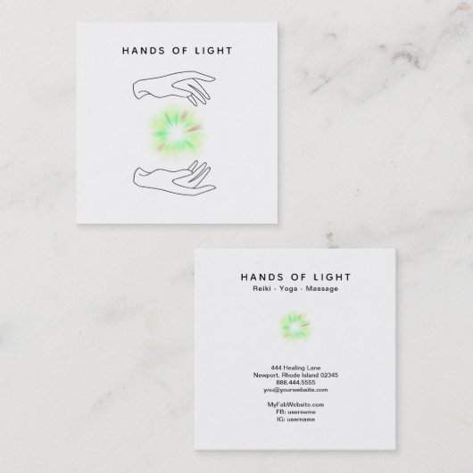 *~* Energie-Handball + Reiki heilendes Licht Quadratische Visitenkarte (Vorne/Hinten)