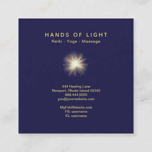 *~* Energie-Handuniversum-kosmisches Stern-Licht Quadratische Visitenkarte (Rückseite)