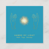 *~* Energie-heilender Handball Reiki hellblau Quadratische Visitenkarte (Vorderseite)