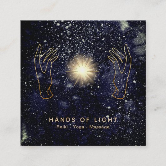 *~* Energie-heilender Handball Reiki heller Marine Quadratische Visitenkarte (Vorderseite)