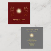 *~* Energie-heilender Handball Reiki hellrot Quadratische Visitenkarte (Vorne/Hinten)