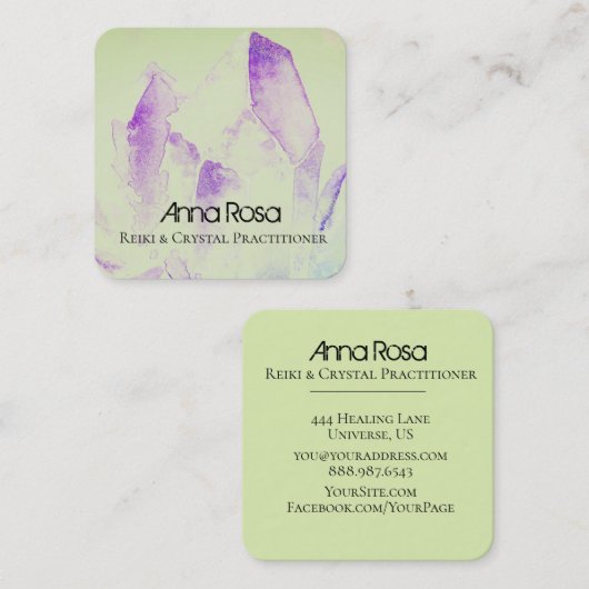 *~* Energie-heilender Yoga Reiki Kristallmeister Quadratische Visitenkarte (Vorne/Hinten)
