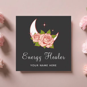 Energie-Heiler Fortune Teller Moon & Rose Floral Quadratische Visitenkarte