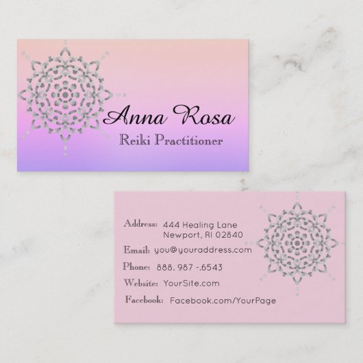 *~* Energie-Heiler Reiki Yoga-Massage-Meditation Visitenkarte (Vorne/Hinten)