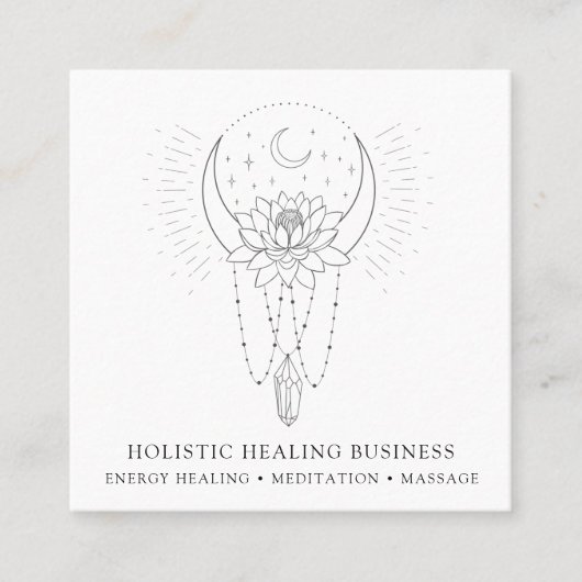 Energie Heilung Moon Lotus Blume Crystal Quadratische Visitenkarte (Vorderseite)
