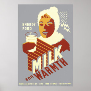 Energie-Nahrungsmittelmilch für Wärme Poster
