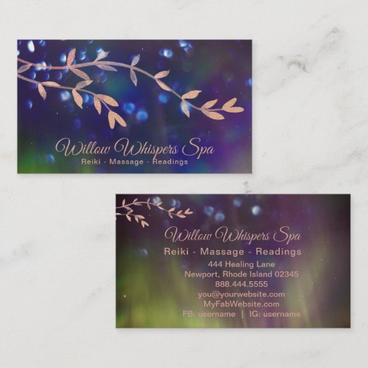 *~* Energieblöcher Northern Lights Willow Branch Visitenkarte (Vorne/Hinten)
