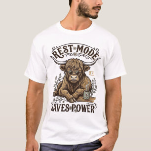 Energieeffiziente Kuh Vintage Lazy Highland Shirt
