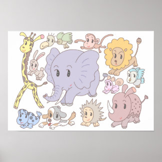 Energiegeladen! Zwölf fröhliche Tiere. Poster