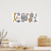 Energiegeladen! Zwölf fröhliche Tiere. Poster (Küche)