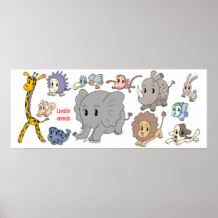 Energiegeladen! Zwölf fröhliche Tiere. Poster