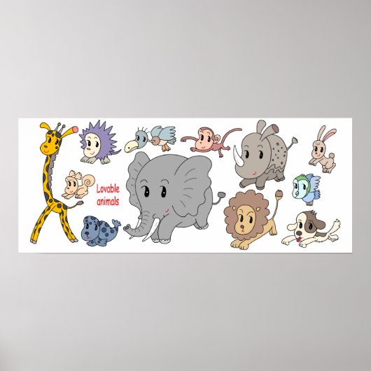 Energiegeladen! Zwölf fröhliche Tiere. Poster (Vorne)