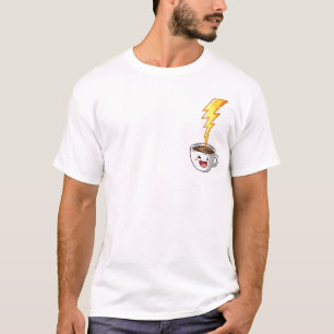 Energiegeladener Kawaii-Kaffeebecher mit Blitz T-Shirt