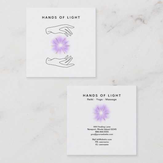 *~* Energiehandschuh für Reiki Heillicht Quadratische Visitenkarte (Vorne/Hinten)