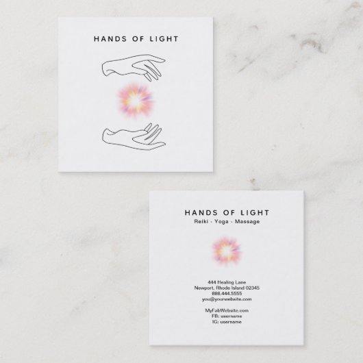 *~* Energiehandschuh für Reiki Lichtheilung Quadratische Visitenkarte (Vorne/Hinten)