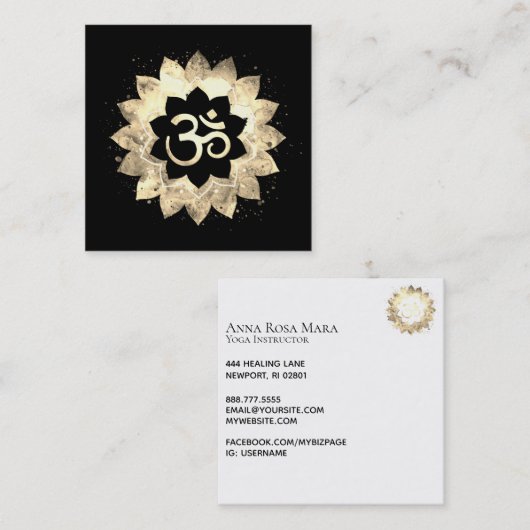 *~* Energieheilung Mandala Lotus Om Om Symbol Quadratische Visitenkarte (Vorne/Hinten)