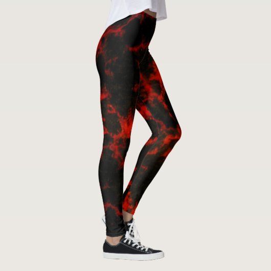 Energierot und Schwarze Flammen Leggings (Rechts)