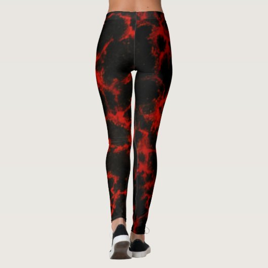 Energierot und Schwarze Flammen Leggings (Rückseite)
