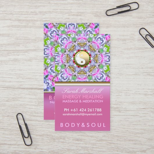 Energiesparkarte "Holistic Pink Sparkard" Visitenkarte (Vorderseite/Rückseite Beispiel)